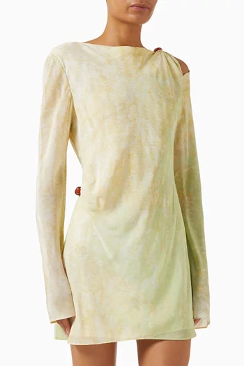 فستان سهرة سيتريو قصير مزين بالخرز حرير وفيسكوز