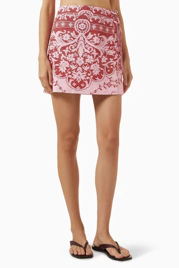 تنورة ماي قصيرة بتصميم ملفوف قطن وكتان