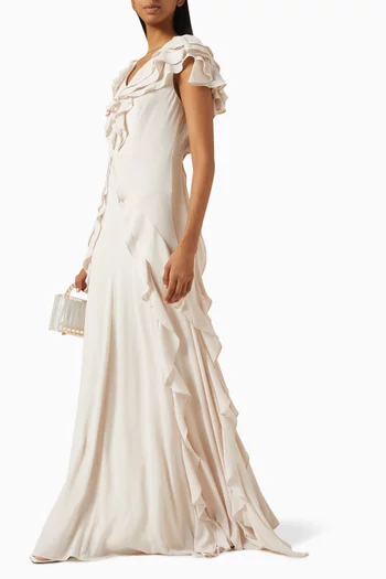 Ruffled-trim Maxi Dress