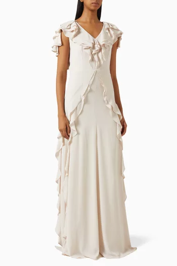 Ruffled-trim Maxi Dress
