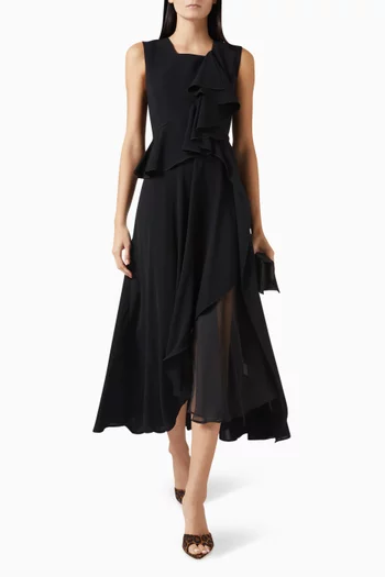Ruffled-trim Midi Dress
