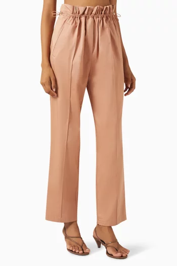 بنطال بخصر مزموم ورباط تضييق قطن