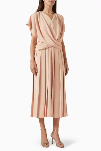 Self-tie Belt Midi Dress