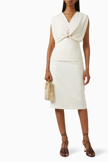 Wide-leg Cropped Pants in Linen-blend