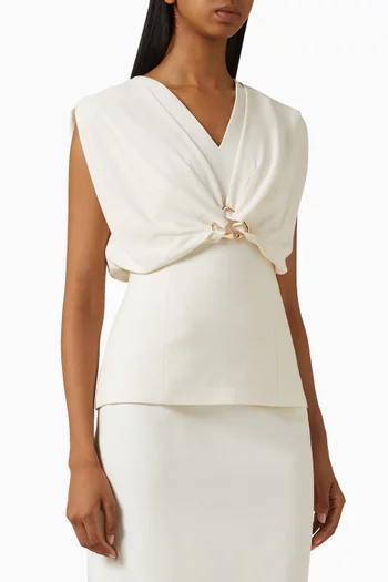 Wide-leg Cropped Pants in Linen-blend