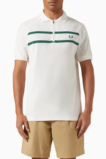 تي شيرت بولو بياقة وسحّاب قطن بيكيه