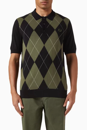 Argyle Polo Shirt in Cotton Knit