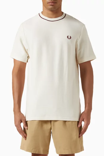 Textured Stripe T-shirt in Cotton Pique