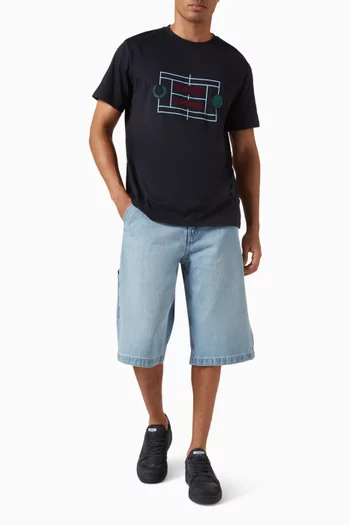 Tennis Court Graphic T-shirt in Cotton