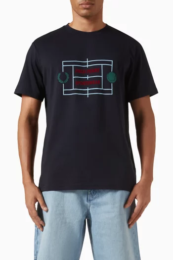 Tennis Court Graphic T-shirt in Cotton