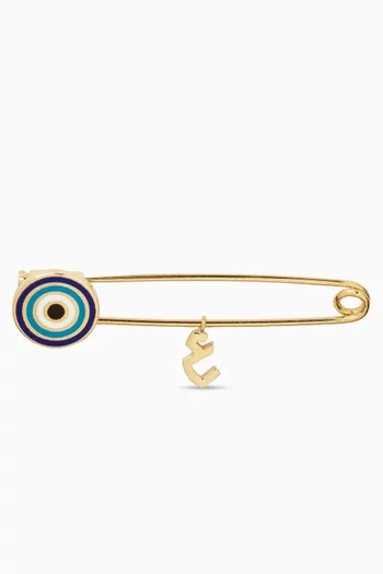 Arabic Letter 'Ein' Enamel Eye Baby Pin in 18kt Gold