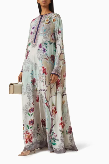 Kamini Floral-print Kaftan in Crepe