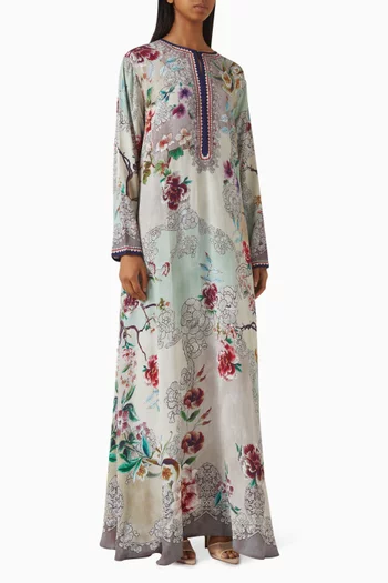 Kamini Floral-print Kaftan in Crepe