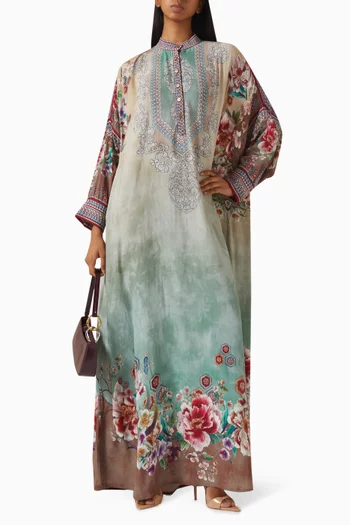 Mabel Floral-print Kaftan in Crepe