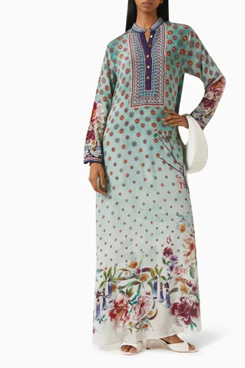 Chanel Floral-print Kaftan in Crepe