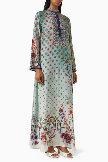Chanel Floral-print Kaftan in Crepe