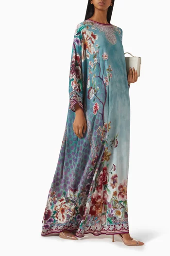Insha Floral-print Kaftan in Crepe