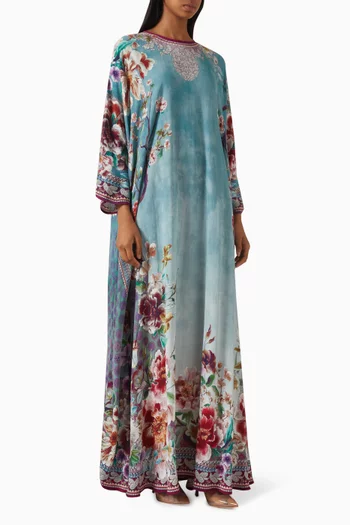 Insha Floral-print Kaftan in Crepe
