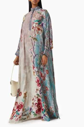 Mabel Floral-print Kaftan in Crepe