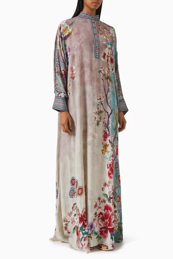 Mabel Floral-print Kaftan in Crepe