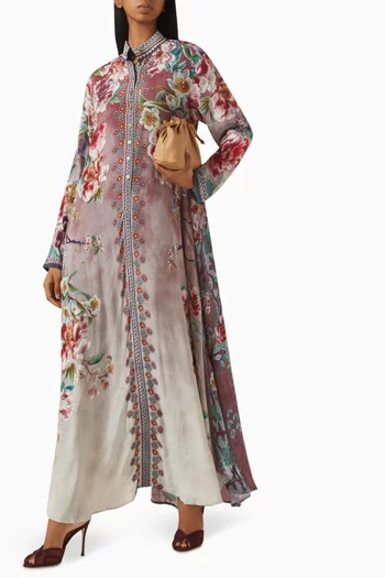 Kamara Floral-print Kaftan in Crepe