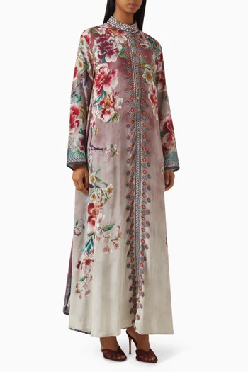 Kamara Floral-print Kaftan in Crepe