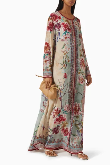Maizah Floral-print Kaftan in Crepe