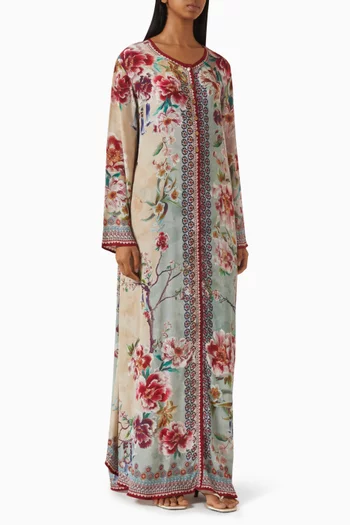 Maizah Floral-print Kaftan in Crepe