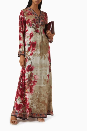 Banera Floral-print Kaftan in Crepe