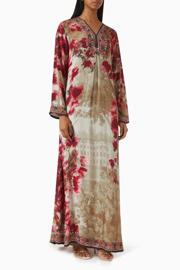 Banera Floral-print Kaftan in Crepe