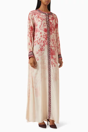 Faiza Floral-print Kaftan in Crepe