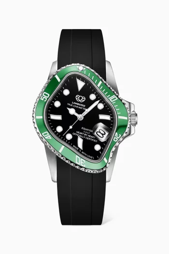 PEA001 Automatic Stainless Steel, Ceramic & Rubber Watch, 45 x 40mm