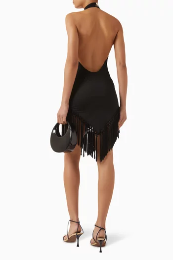 Ares Fringed Mini Dress in Jersey