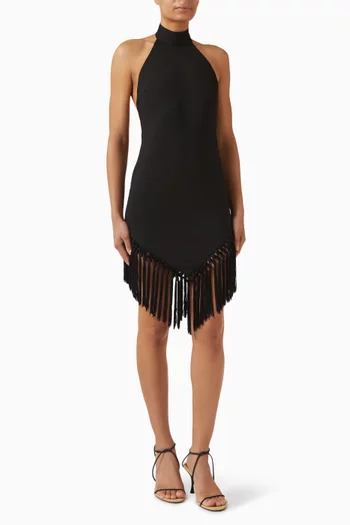 Ares Fringed Mini Dress in Jersey