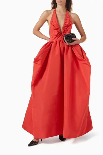 Pleated-bust Umbrella in Silk Faille