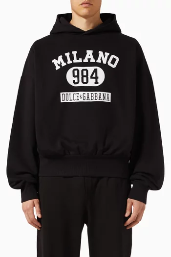 Logo Print Hoodie in Cotton-fleece