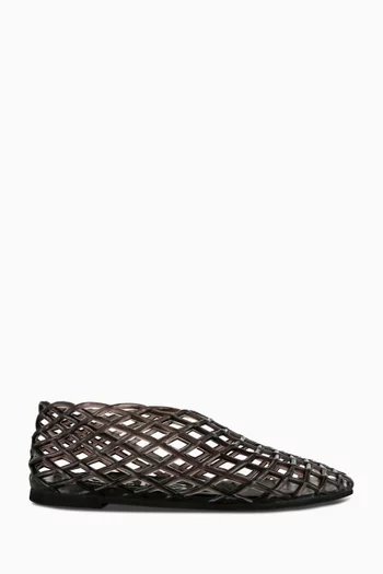 Jelly Fishnet Ballet Flats in Rubber
