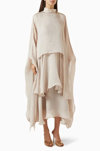 فستان متوسط الطول بأكمام كاب