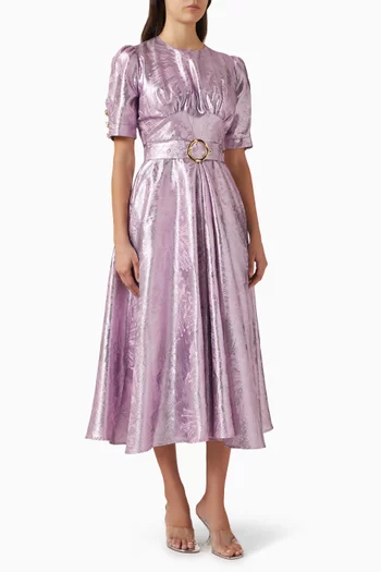 فستان متوسط الطول بحزام