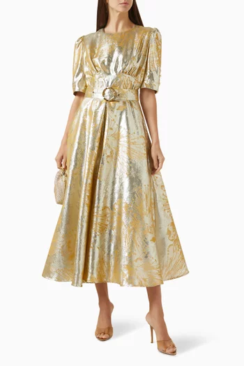 فستان متوسط الطول بحزام