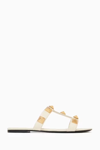 Flat Roman Stud Slide Sandals in Calfskin