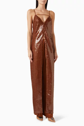 Karina Sequin-embellished Longline Top