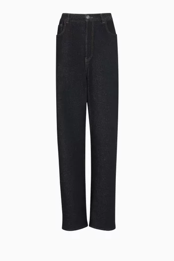 Knit Loose-fit Pants in Denim