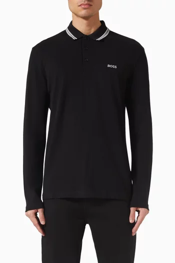 Contrast Logo Polo Shirt in Cotton Pique