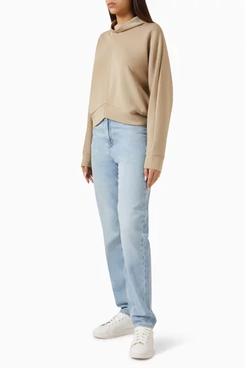 كنزة إليسيا بغطاء رأس وسحّاب مزيج مودال