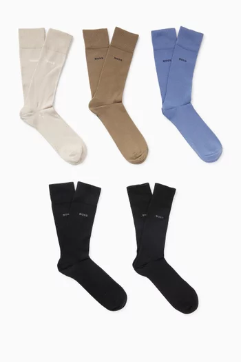 Regular-length Socks in Cotton-blend, Set of 5