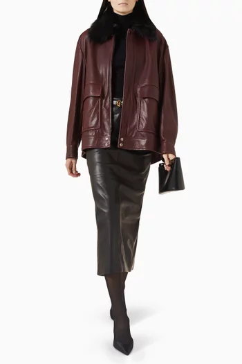 Drey Shearling Collar Jacket in Leather