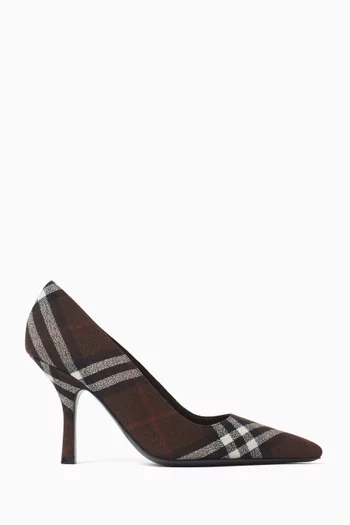 Check Dame 90 Pumps in Wool