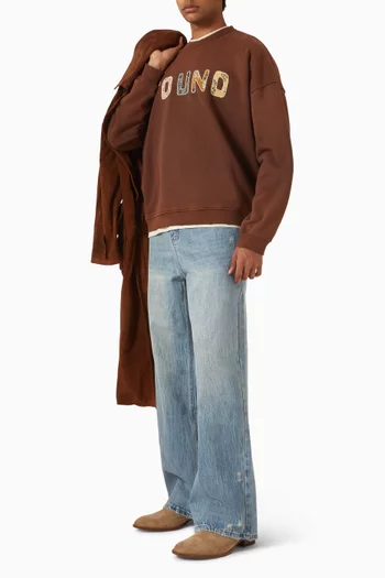 سويت شيرت بشعار الماركة بنقشة تابستري فرنش تيري