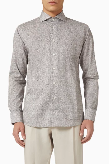 قميص بنقشة زهور تويل مميز للماركة